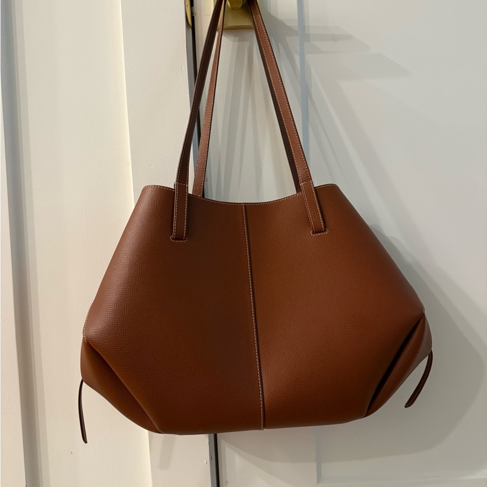 Polene Cyme Bag in Textured Cognac
